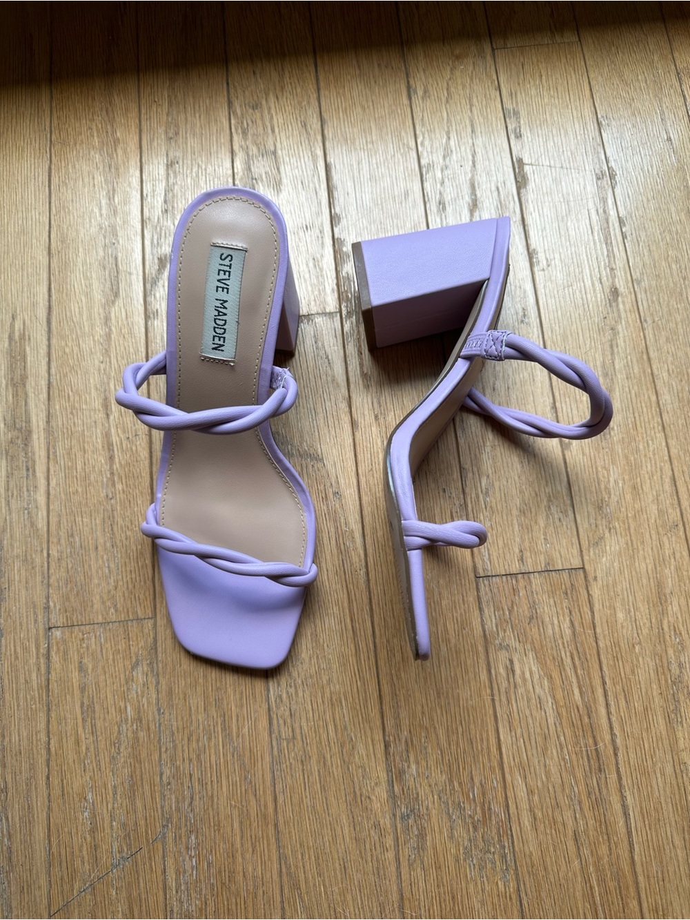 Steve Madden Lavender Braided Strap Block Heel Sandals